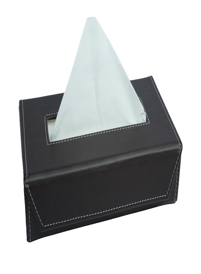 LEEZEL Tissue Box Holder - Tissue Holder - Car Tissue Box Holder - Tissue Dispenser for Bathroom - Leather Tissue Box - Napkin Box (Complementary- 2 Ply 100 Pulls Facial Tissue) (Chocolate) - Image 1